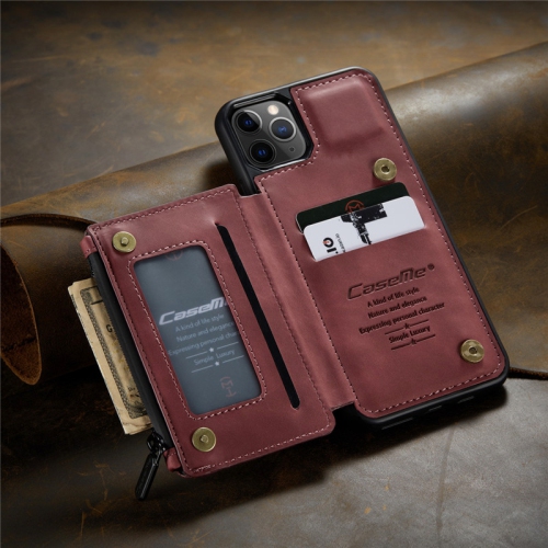 CaseMe Back case Card Slot Retro Matte Synthetic Leather Wallet Zipper Stand Cover for iPhone 13 - Free Shipping