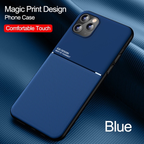 MEDALIN  Slim Leather Magnetic Texture Slim Matte Back Phone Cove Cases for Iphone 13 Pro Max (Blue)