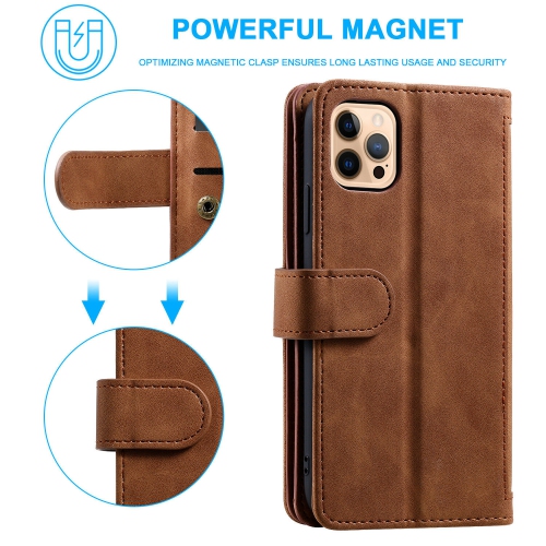 WillCase Wallet Leather Magnetic Case Shockproof Leather Zipper Flip Cover Credit Card Holder for iPhone 13 Pro Max - Free Shipping