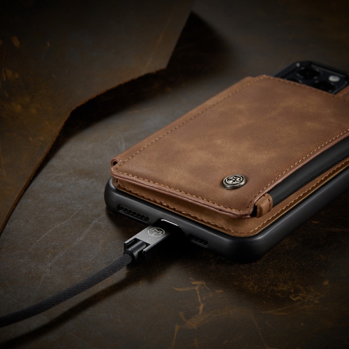 CaseMe Back case Card Slot Retro Matte Synthetic Leather Wallet Zipper Stand Cover for iPhone 13 - Free Shipping