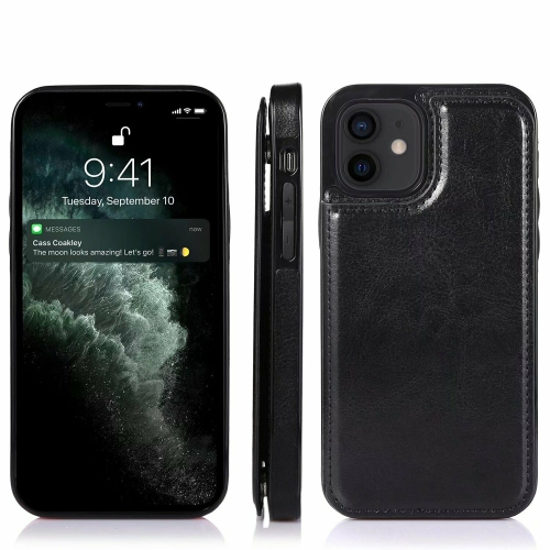 Merlin Leather Flip Wallet Case Card Holder Phone Back Cover for iPhone 13(Black) - Free Shipping