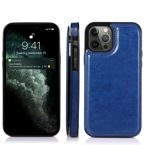 Merlin Leather Flip Wallet Case Card Holder Phone Back Cover for iPhone 13(Blue) - Free Shipping