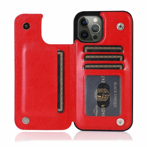 Merlin Leather Flip Wallet Case Card Holder Phone Back Cover for iPhone 13(Red) - Free Shipping