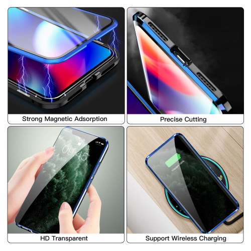 BRENDA 360° Front+Back Clear Tempered Glass Metal Magnetic Case Cover For iPhone 13 - Free Shipping