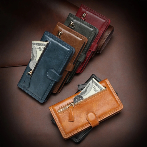 Kelvin Leather Flip Zipper Magnetic Wallet Phone Case Card Holder For iPhone 13 - Free Shipping