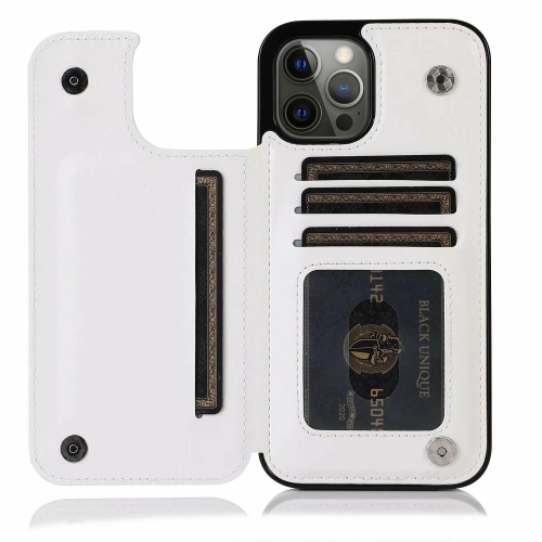 Merlin Leather Flip Wallet Case Card Holder Phone Back Cover for iPhone 13(White) - Free Shipping