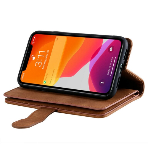 WillCase Wallet Leather Magnetic Case Shockproof Leather Zipper Flip Cover Credit Card Holder for iPhone 13 - Free Shipping