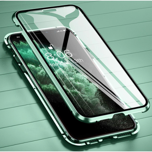 BRENDA 360° Front+Back Clear Tempered Glass Metal Magnetic Case Cover For iPhone 13