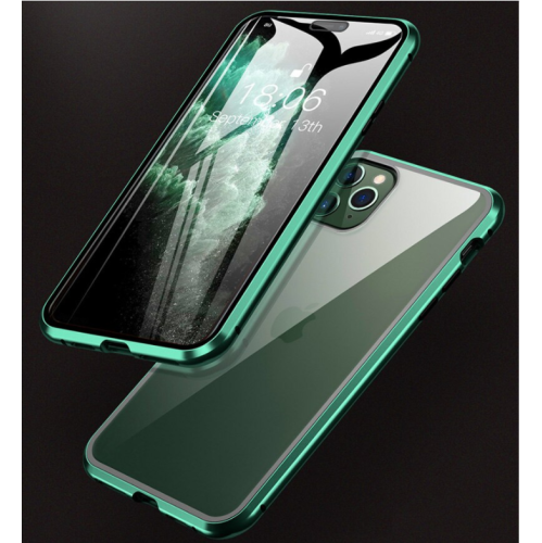 BRENDA 360° Front+Back Clear Tempered Glass Metal Magnetic Case Cover For iPhone 13