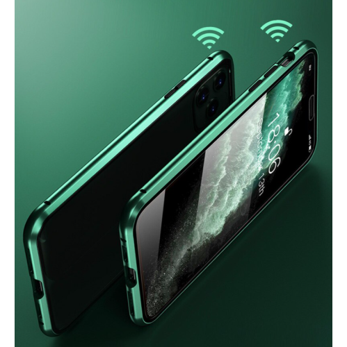 BRENDA 360° Front+Back Clear Tempered Glass Metal Magnetic Case Cover For iPhone 13