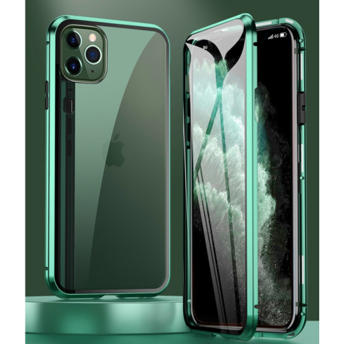 BRENDA 360° Front+Back Clear Tempered Glass Metal Magnetic Case Cover For iPhone 13