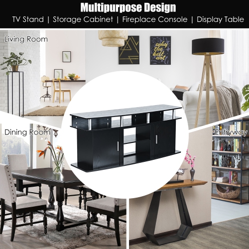 Costway 63'' TV Stand Entertainment Console Center W/ 2 Cabinets Up to 70''