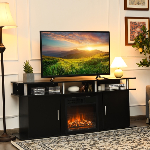 Costway 63'' TV Stand Entertainment Console Center W/ 2 Cabinets Up to 70''