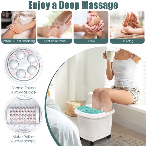 Costway Foot Spa Bath Massager w/ 2-Angle Shower & Motorized Rollers