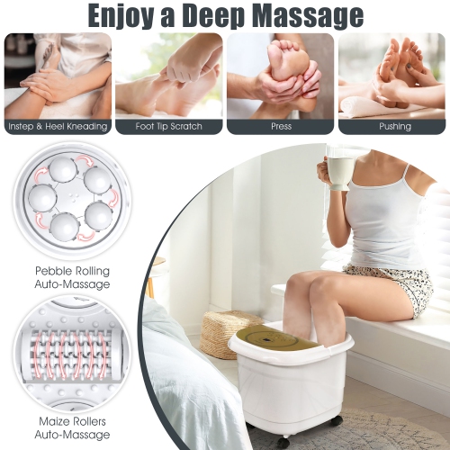 Costway Foot Spa Bath Massager w/ 2-Angle Shower & Motorized Rollers