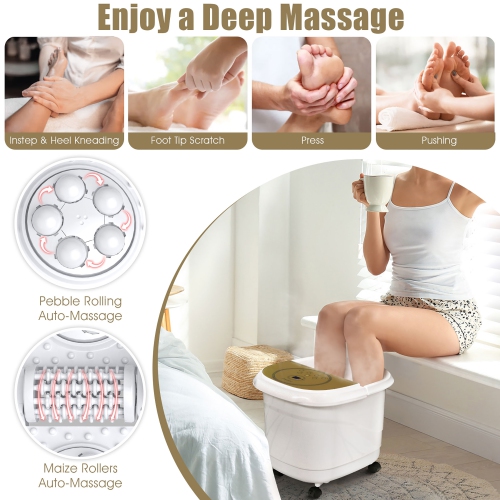 Costway Foot Spa Bath Massager w/ 2-Angle Shower & Motorized Rollers