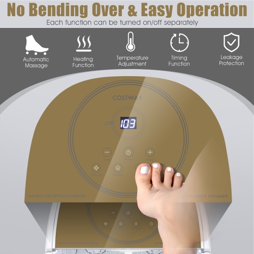 COSTWAY  Foot Spa Bath Massager W/ 2-Angle Shower & Motorized Rollers