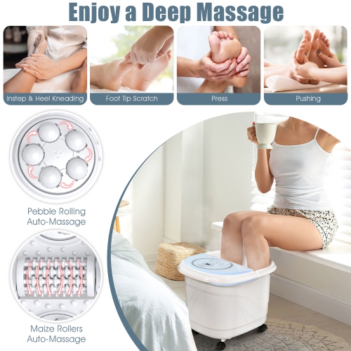 Costway Foot Spa Bath Massager w/ 2-Angle Shower & Motorized Rollers