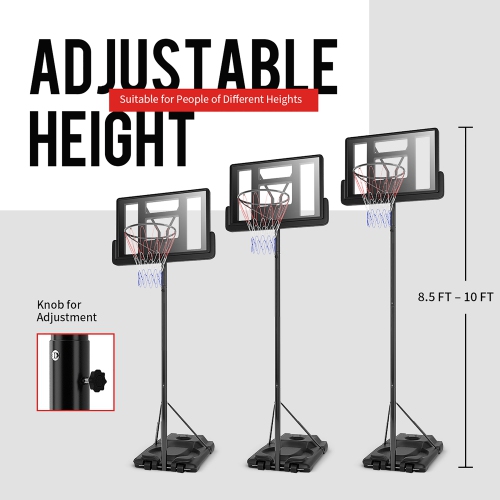 Costway Height Adjustable Portable Basketball Hoop System Shatterproof Backboard Wheels 2 Nets