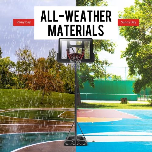 Costway Height Adjustable Portable Basketball Hoop System Shatterproof Backboard Wheels 2 Nets