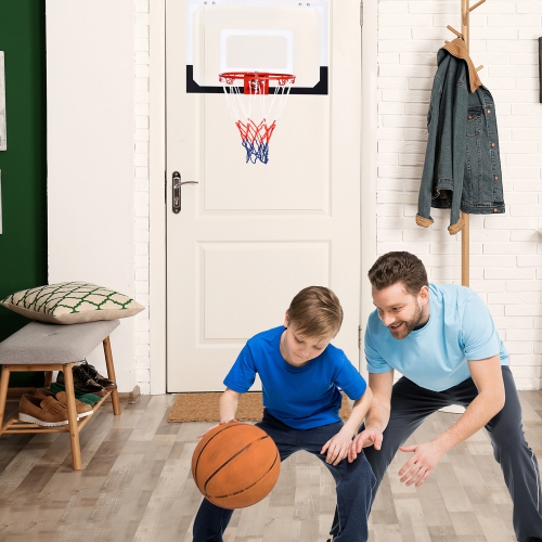 Costway Over-The-Door Mini Basketball Hoop Includes Basketball & Hand Pump 2 Nets Indoor Sports