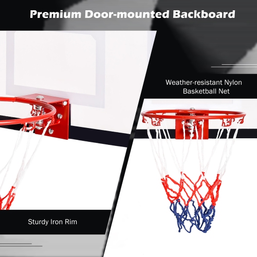 Costway Over-The-Door Mini Basketball Hoop Includes Basketball & Hand Pump 2 Nets Indoor Sports