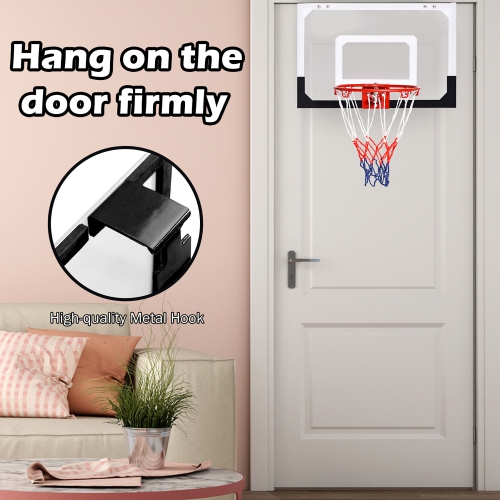 Costway Over-The-Door Mini Basketball Hoop Includes Basketball & Hand Pump 2 Nets Indoor Sports