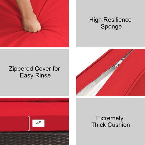 Costway 6PCS Outdoor Patio Rattan Furniture Set Cushioned Sectional Sofa