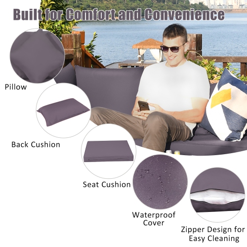 Ensemble de meubles de jardin en rotin, 7 pièces, coussin de canapé modulaire