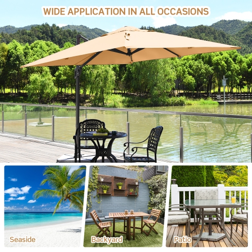 Costway 10x10 ft Patio Offset Cantilever Umbrella Aluminum 360° Rotation Tilt