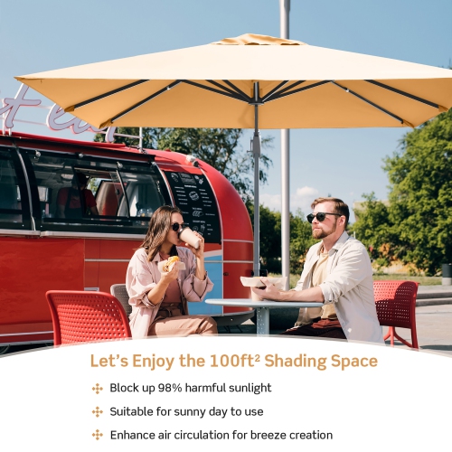 Costway 10x10 ft Patio Offset Cantilever Umbrella Aluminum 360° Rotation Tilt