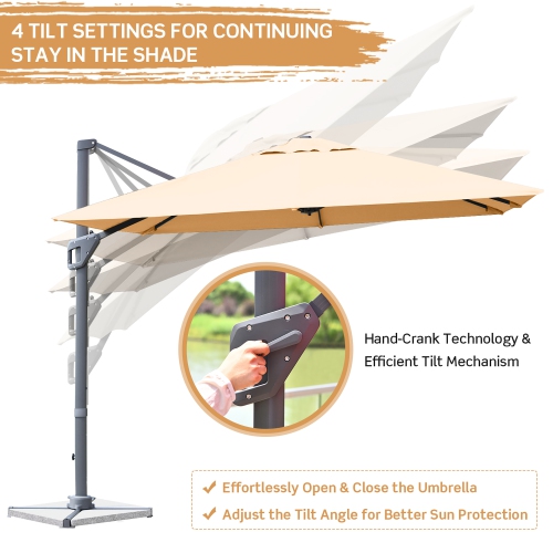 Costway 10x10 ft Patio Offset Cantilever Umbrella Aluminum 360° Rotation Tilt