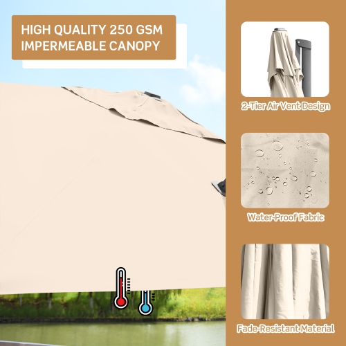 Costway 10x10 ft Patio Offset Cantilever Umbrella Aluminum 360° Rotation Tilt
