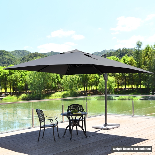 10'x13' Patio Offset Cantilever Umbrella Aluminum 360° Rotation Tilt Wine\Beige\Coffee\Navy\Orange\Grey\Turquoise