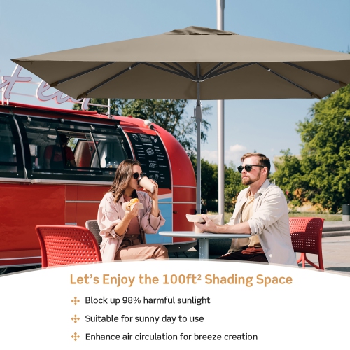 Costway 10x10 ft Patio Offset Cantilever Umbrella Aluminum 360° Rotation Tilt