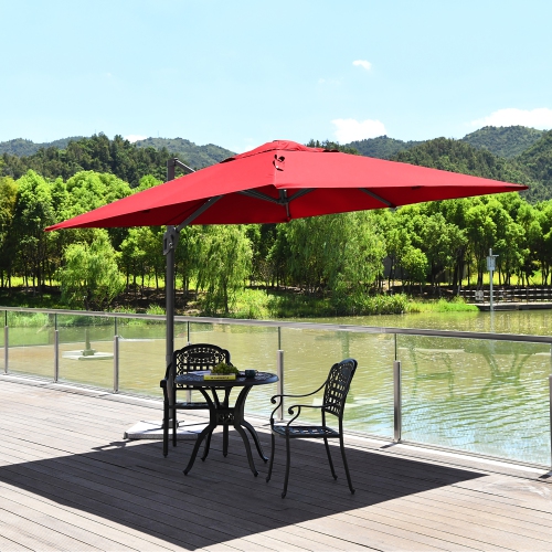 Costway 10x10 ft Patio Offset Cantilever Umbrella Aluminum 360° Rotation Tilt