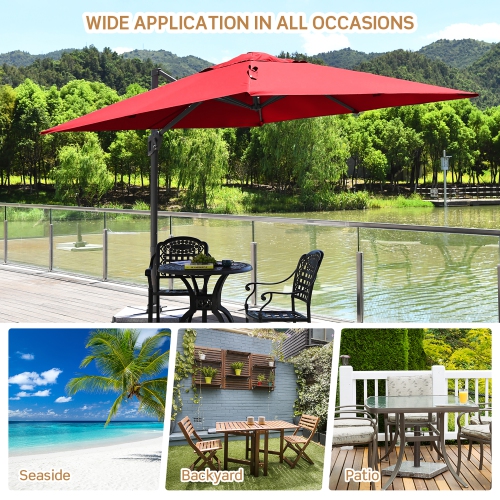 Costway 10x10 ft Patio Offset Cantilever Umbrella Aluminum 360° Rotation Tilt
