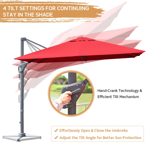 Costway 10x10 ft Patio Offset Cantilever Umbrella Aluminum 360° Rotation Tilt