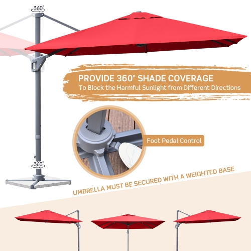 Costway 10x10 ft Patio Offset Cantilever Umbrella Aluminum 360° Rotation Tilt