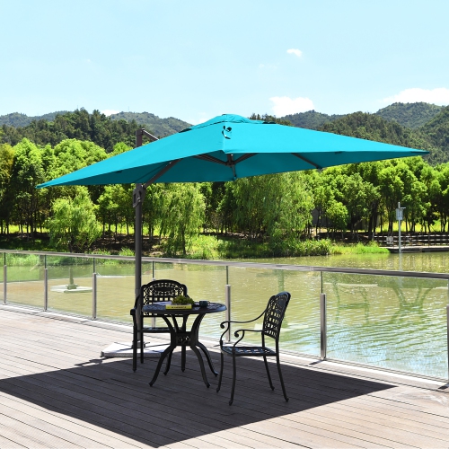 Costway 10x10 ft Patio Offset Cantilever Umbrella Aluminum 360° Rotation Tilt