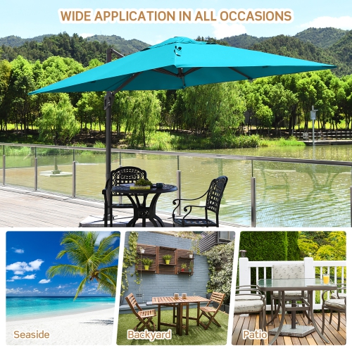 Costway 10x10 ft Patio Offset Cantilever Umbrella Aluminum 360° Rotation Tilt