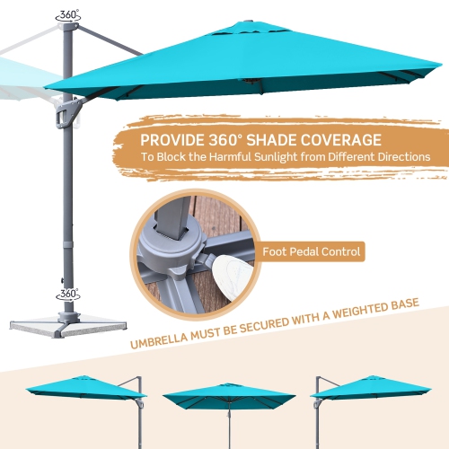 Costway 10x10 ft Patio Offset Cantilever Umbrella Aluminum 360° Rotation Tilt