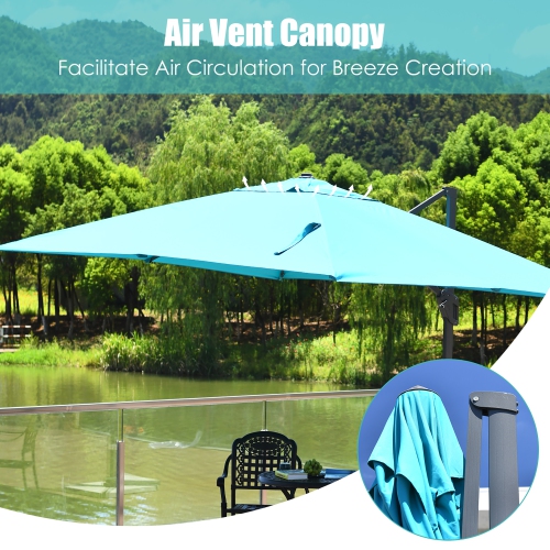 Costway 10'x13' Patio Offset Cantilever Umbrella Aluminum 360° Rotation Tilt