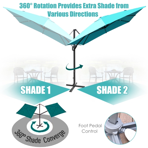 Costway 10'x13' Patio Offset Cantilever Umbrella Aluminum 360° Rotation Tilt