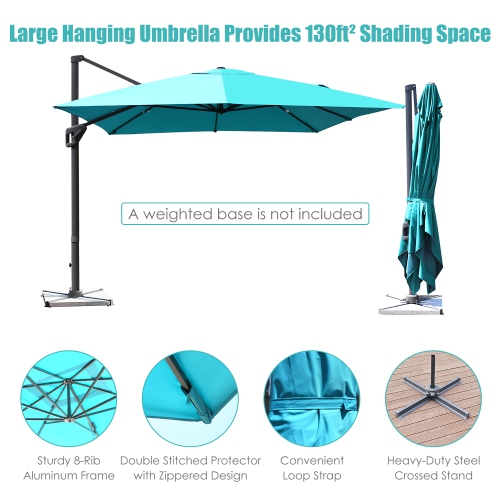 Costway 10'x13' Patio Offset Cantilever Umbrella Aluminum 360° Rotation Tilt