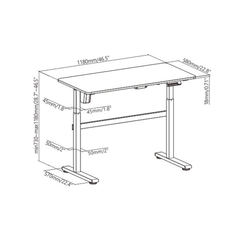 Boost Industries FS-OD465M 46" Motorized Height Adjustable Compact Office Desk with Bonus Mouse Pad