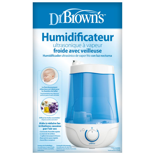Dr. Brown AN008 Ultrasonic Cool Mist Humidifier with Night Light - White
