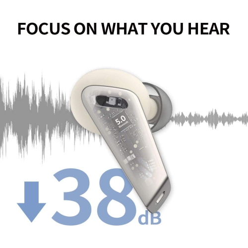 Écouteurs boutons 100 % sans fil NB2 Pro d’Edifier - 6 micros - suppression du bruit - Écouteurs Bluetooth - USB-C - Ivoire