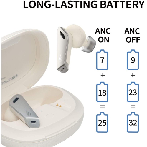 Écouteurs boutons 100 % sans fil NB2 Pro d’Edifier - 6 micros - suppression du bruit - Écouteurs Bluetooth - USB-C - Ivoire
