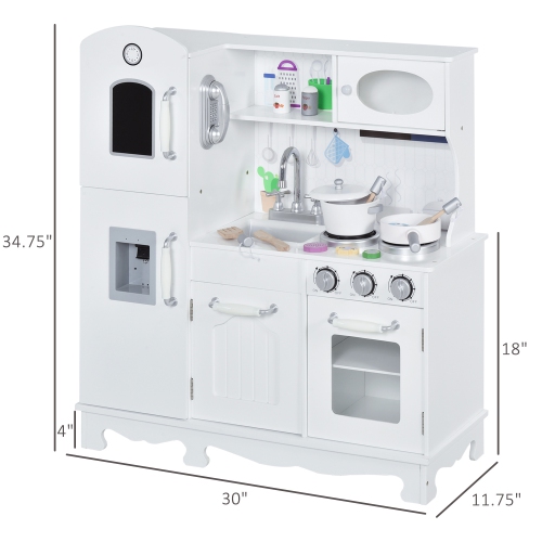 Qaba Large Kids Kitchen Playset With Telephone, Water Dispenser Simulation Cooking Set